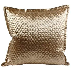 $488! NWT Ann Gish 100% Silk Charmeuse Quilted Pillow Sham - 36" x 30" - Sand